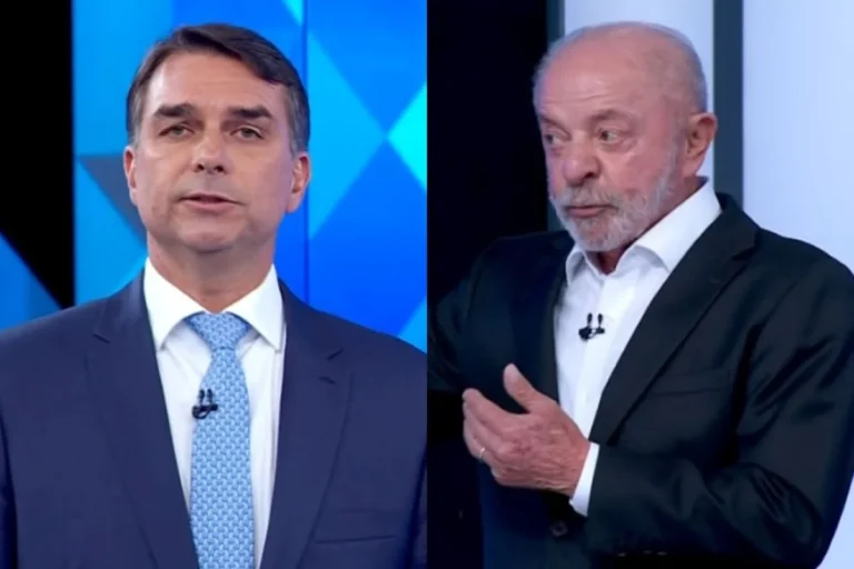 Checagem do Ranking dos Políticos aponta 48 falas verdadeiras de Flávio e 28 de Lula no debate da Globo